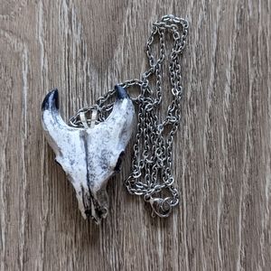 Longhorn Necklace Silver Chain with Clasp Handmade Item
